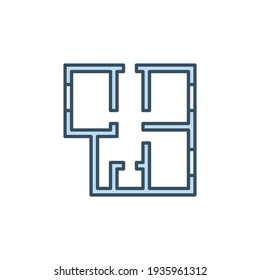 House Plan vector blue icon - Architecture Blueprint concept sign