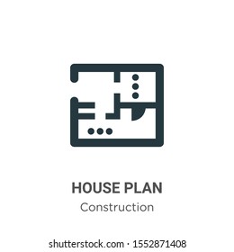 House plan vector icon on white background. Flat vector house plan icon symbol sign from modern construction collection for mobile concept and web apps design.