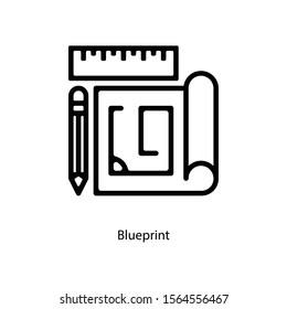House plan, wire frame icon suitable for info graphics, websites and print media. Vector, flat icon, clip art.