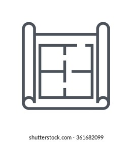 House Plan, Wire Frame Icon Suitable For Info Graphics, Websites And Print Media. Vector, Flat Icon, Clip Art.