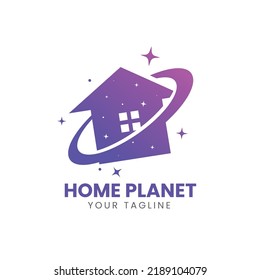 house with planet logo design