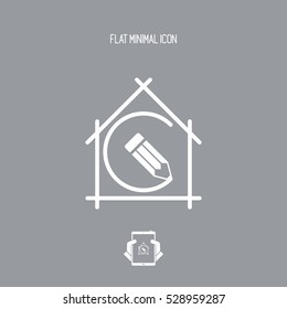 House planning - project design - Vector flat icon 