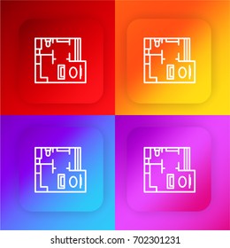 House plans four color gradient app icon set