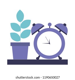 house plant with alarm clock isolated icon