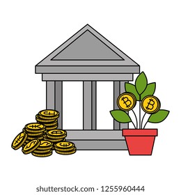 house plant with bitcoin money