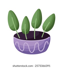 A house plant in a cartoon style. Vector image of potted plant isolated on white background