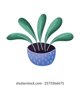 A house plant in a cartoon style. Vector image of potted plant isolated on white background