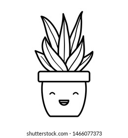 house plant in ceramic pot kawaii character