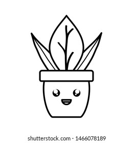 house plant in ceramic pot kawaii character