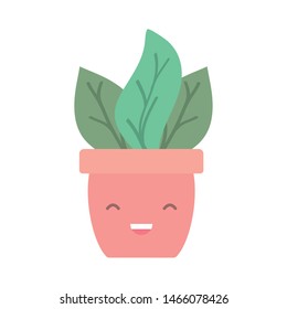 house plant in ceramic pot kawaii character