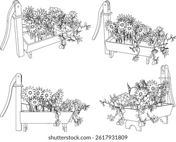 house plant design illustration vector sketch for home garden interior ornamental plants 