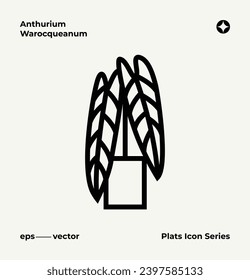 House Plant Icons. Plant Icon. Decorative Plants. Plant in pot. Anthurium Warocqueanum