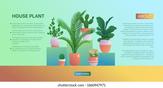 House plant landing page template. Home gardening website, homepage, Home organic interior design, urban jungles concept flat vector illustration