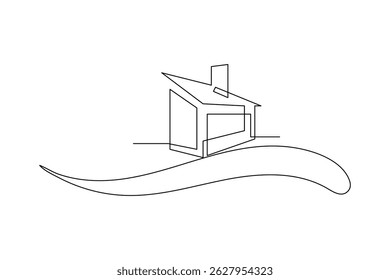 House plant and lightbulb continuous single line art drawing green energy outline
