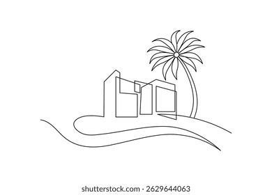 House plant and lightbulb continuous single line art drawing green energy outline
