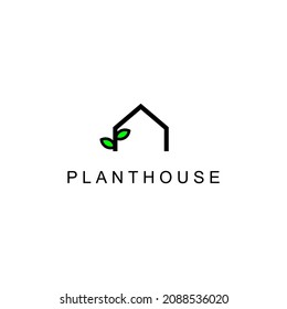 house plant logo design concept modern, house with leaf logo