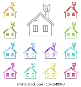 House with a plant on the roof multi color icon. Simple thin line, outline vector of Sustainable Energy icons for UI and UX, website or mobile application