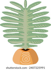 House plant palm tree. Vector illustration. Plant in the pot.