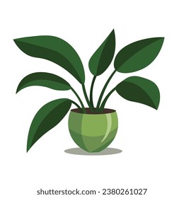 House plant in a pot, flat vector image, home garden concept, urban jungle elements