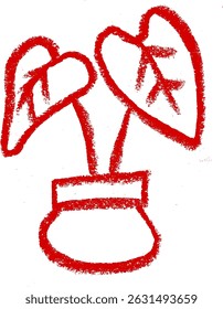 House Plant Pot Icon Crayon Chalk Drawing Vector