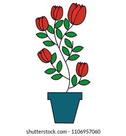house plant in pot isolated icon