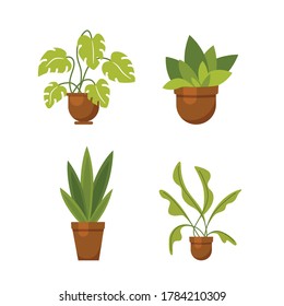 House plant pot isolated vector flat cartoon style colorful illustration. Concept of home interior design green element icon