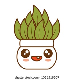 house plant in pot kawaii character