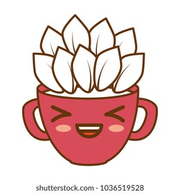 house plant in pot kawaii character
