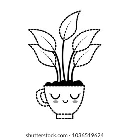 house plant in pot kawaii character