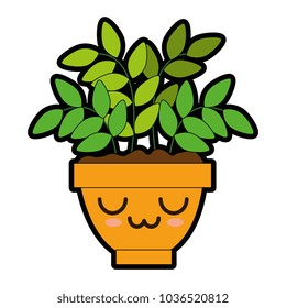 house plant in pot kawaii character