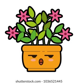 house plant in pot kawaii character