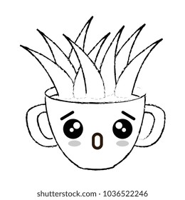 house plant in pot kawaii character