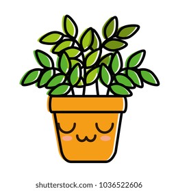 house plant in pot kawaii character