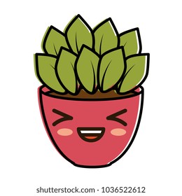 house plant in pot kawaii character