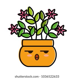 house plant in pot kawaii character