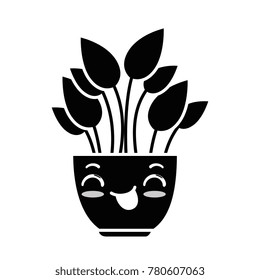 house plant in pot kawaii character