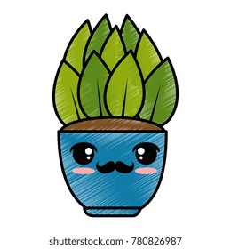 house plant in pot kawaii character