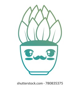 house plant in pot kawaii character