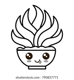 house plant in pot kawaii character