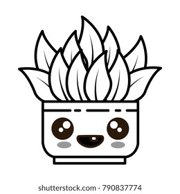house plant in pot kawaii character