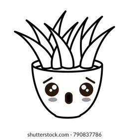 house plant in pot kawaii character