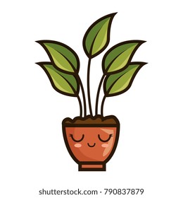 house plant in pot kawaii character
