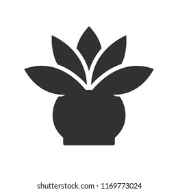  house plant in a pot. monochrome icon