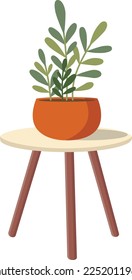 Planta de casa en una olla sobre la mesa. Ilustración del vector