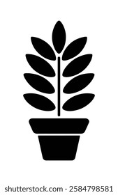 House plant in a pot silhouette icon vector on white background