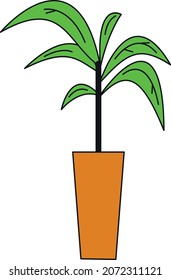 House plant in pot. Urban jungle icon. Home green decoration