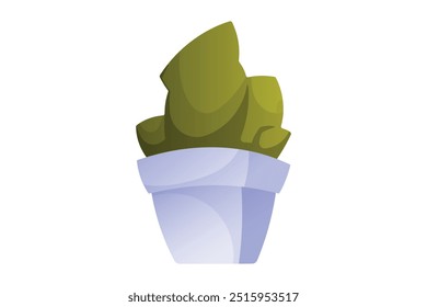 House plant in a pot, vector isolated cartoon illustration.