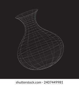 House plant pots creative design wireframe isolated icon on black background. Vector illustration.