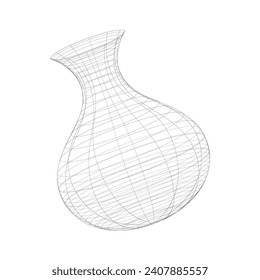 House plant pots creative design wireframe isolated icon on white background. Vector illustration.