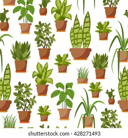 House plant seamless pattern. 